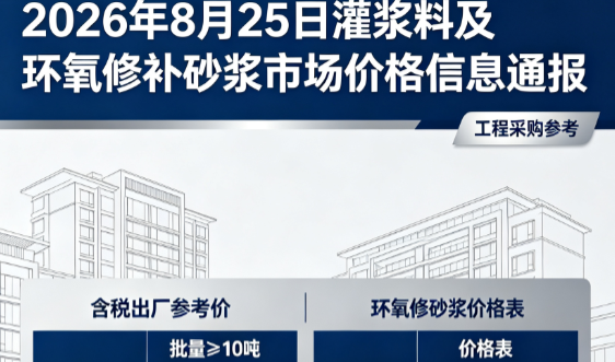 安化2026年8月25日灌浆料及环氧修补砂浆市场价格信息通报